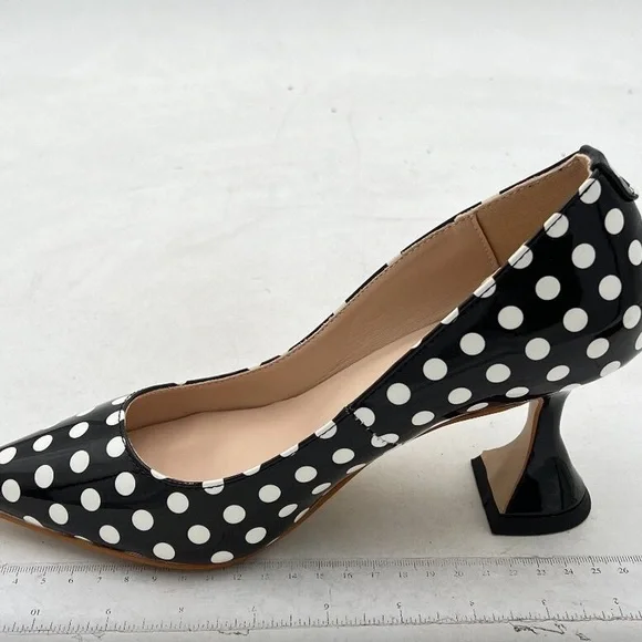 YDN Black White Polka Dot Pointed Toe pump Heels - Picture 2 of 7
